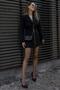 Trend Women's Gold Snap Detailed Design Long Blazer Jacket - 4