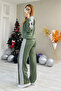 Modal Fabric Stripe Khaki Tracksuit Set - 4
