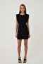 Flounced Gabardine Dress Black
