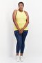Women Plus Size Round Neck Top, Yellow - 4