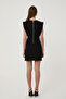 Flounced Gabardine Dress Black - 5