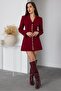Trend Women's Gold Snap Detailed Design Long Blazer Jacket