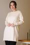 Zero Collar Long Sleeve Ecru Women's Tunic 6152-2K5 - 3