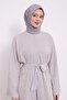 Gray Sequin Embroidered Belted Ferace - 5