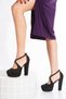 Women's High Platform Heeled Cross Cross Evening Dress Shoes - 3