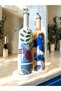 Handmade Blue Floral Girl Patterned 75 ml Olive Oil Liquid Oil Bottle with Presentation Stand, Oil Pot, Set of 2 - 4