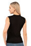 Özkan 7365 Women's Premium Soft Comfortable Fabric Viscose Lace Detailed Zero Sleeve Knitted Blouse - 2