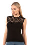 Özkan 7365 Women's Premium Soft Comfortable Fabric Viscose Lace Detailed Zero Sleeve Knitted Blouse - 3