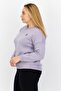 Women Crew Neck Embroidered Logo Knitted Sweater, Light Purple - 3