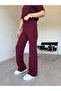 Burgundy Ribbed Palazzo Hera Trousers - 5