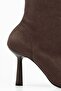 Women's Glove Coffee Suede Stretch Heeled Boots - 4