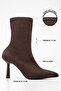 Women's Glove Coffee Suede Stretch Heeled Boots - 2