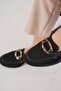 Knitwear Women's Ballerinas - Round Buckle, Black Mones - 4