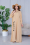 Women's Beige Half Placket Shirt Collar Ethnic Embroidery Detailed Oversize Loose Dress