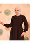 Robe Cuff Gipe Detailed Double Pocket Mihrimah Ferace - Bitter Brown