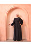 Balloon Sleeve Light Fabric Lina Ferace with Hidden Zipper and Belt with Pocket Anthracite Gray - 6