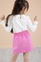 Fuchsia Neck Heart Embroidered Badi Jean Skirt Girl's Suit 20333 - 6