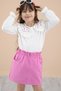 Fuchsia Neck Heart Embroidered Badi Jean Skirt Girl's Suit 20333 - 5