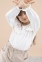 Cream Collar Heart Embroidered Badi Jean Skirt Girl's Suit 20334 - 2