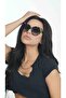 Black Lurex Frame Women's Sunglasses with Cat Eyes Design - 2