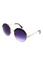 Round Design Purple Glass Women's Sunglasses - Gold Frame, Black Detailed - 3