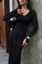 Women's Black Reverse Stitching Dress 1007-4773 - 2