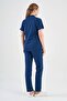 Lycra Petrol Blue Zipper Detailed Surgical Suit - 4