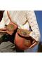 Frida Figürlü Designed Cross-Weave Shoulder Bag in Tan and Wallet in Tan Combination