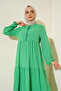 1627 Collar Lace-Up Hijab Dress - Dark Green - 3