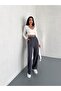 Belted and Front Pleated Trousers / Women's Twist Fabric Trousers Loose Cut - 3