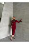Women's Imported Fabric Ribbon Detail Leopard Pattern Button Detail Lined Special Design Dress - 7