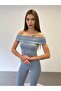 Madonna Collar Blouse Spanish Leggings 2-Piece Baby Blue Set - 3