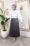 Women's Hijab Clothing Leather Look Elastic Waist Pleated Long Skirt