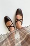 Blake Women's Cross Belt Detail Wrinkled Leather Ballerinas Brown - 3