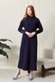 Women's Stand Collar Sash Detailed Woven Dress - 3