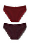 2 Pack Cotton Leg Lace Detailed Slip Women's Panties