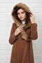 Side-Tied, Snap-Button Closure, Hooded Fur Coat Taba 3697 - 5