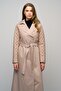 Quilted Garnished Water-Repellent Lined Trench Coat Stone 6627 - 3