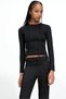 Crew Neck Long Sleeve Black Flexible Lycra Combed Cotton Bodysuit - 5