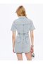 Blue Shirt Collar Women's Jean Mini Dress - 4