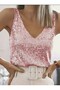 Sequined zero sleeve blouse - salmon - 3