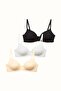 3-Pack Unpadded Soft-Covered Knitted Bra C31791 Black/White/Nude