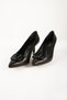 Women's Pointed Toe Heeled V Buckle Detailed Stiletto Shoes - 5