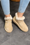 Mini Beige Suede Leather Ankle Boots with Real Fur Inside Flat Sole Women's Boots - 4