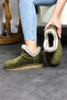 Mini Khaki Suede Leather Ankle Boots with Real Fur Inside Flat Sole Women's Boots