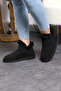 Mini Black Suede Leather Ankle Boots with Real Fur Inside Flat Sole Women's Boots - 4