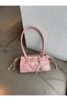 Belt Detailed Faux Stingray Leather Women's Shoulder Bag Girls Powder - 7