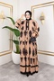 Women's Modest Clothing Button-Front Stand Collar and Plus Size Balloon Sleeve Woven Viscose Dress - 3