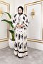 Women's Modest Clothing Button-Front Stand Collar and Plus Size Balloon Sleeve Woven Viscose Dress - 6