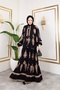Women's Modest Clothing Button-Front Stand Collar and Plus Size Balloon Sleeve Woven Viscose Dress